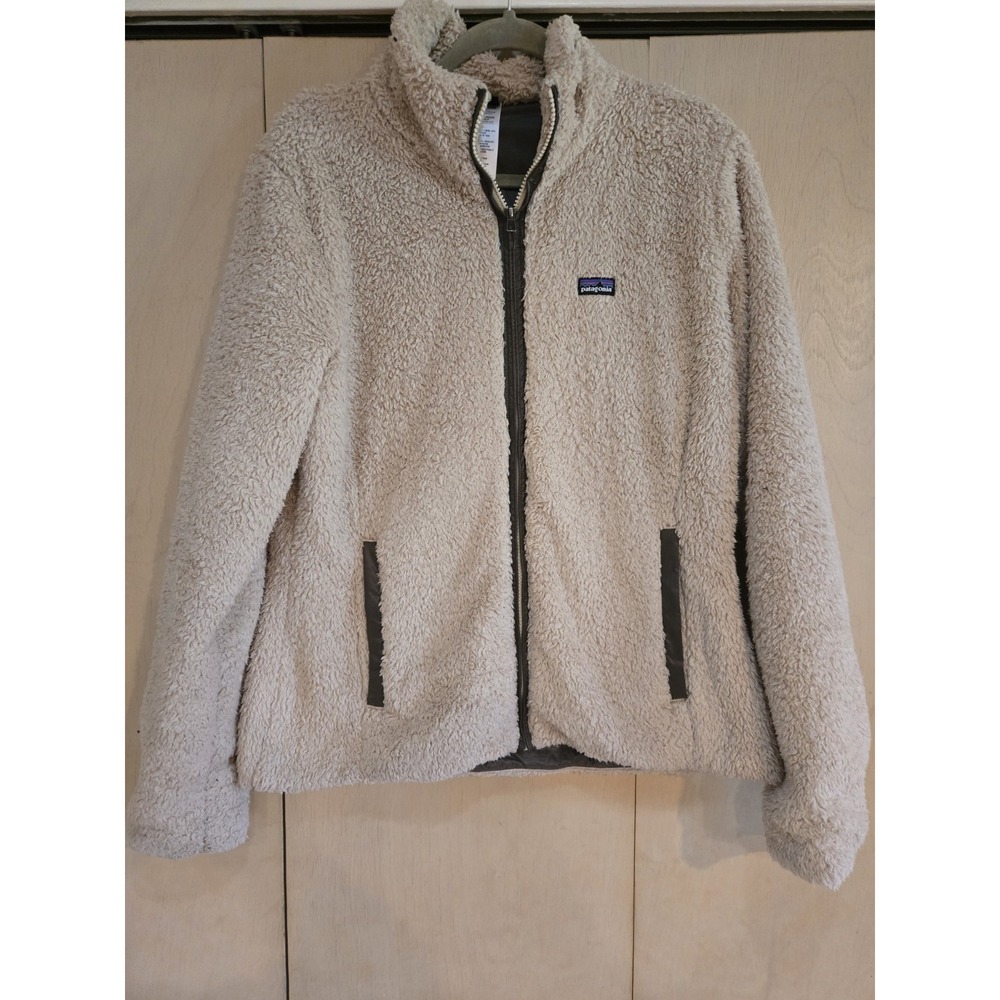 Patagonia Los Lobos Fleece Jacket Womens XL Beige Sherpa Full Zip 2013